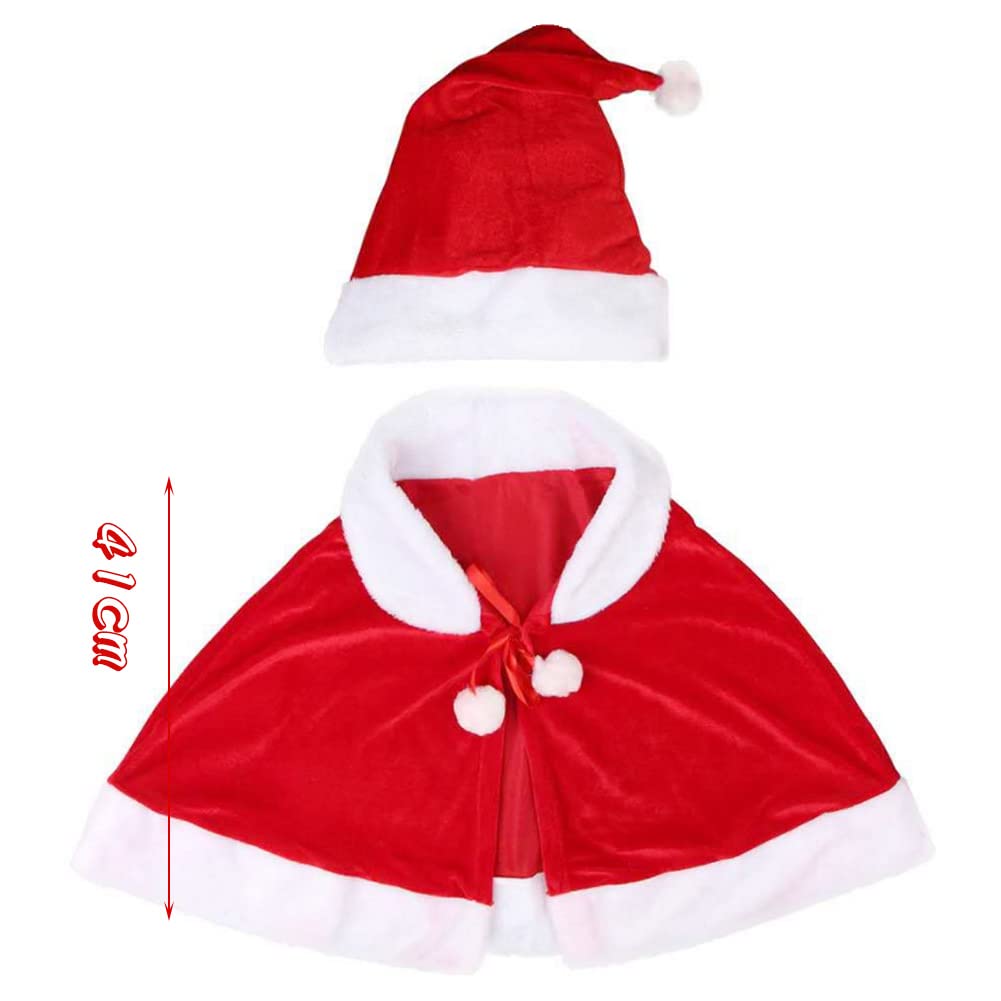 Moerstar Christmas Cape Cloak Santa Poncho Clear Stone Christmas Colorful Cape for New Parties Costume, Cosplay, Women, Red, Kids, Adults, Girls,