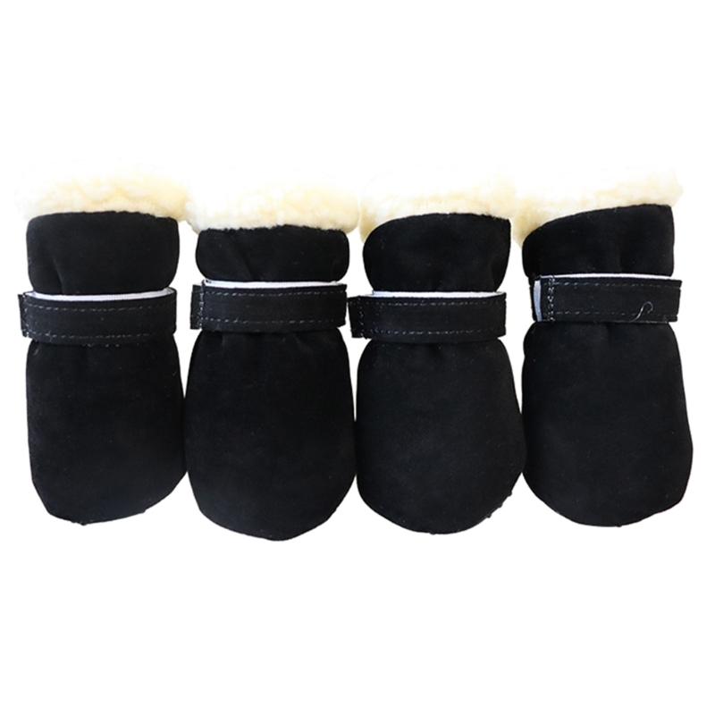 Winter Warm Pet Shoes 4pc/set Cute Dog Booties Snow Walking Puppys Booties Shoes Casual Fashion No-slip Dog Shoes
