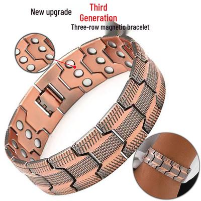 Antique Copper Magnetic Bracelet: Retro Fashion Three-Row Removable Bangle for Couples