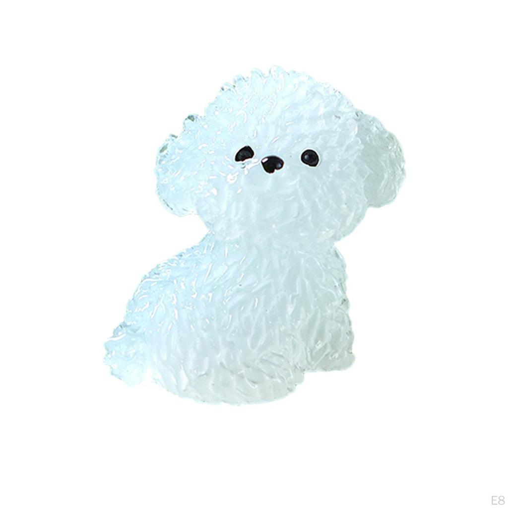 5 Pieces Luminous Mini Dog Figurines Animal Sculpture Tabletop Ornament for Dollhouse DIY