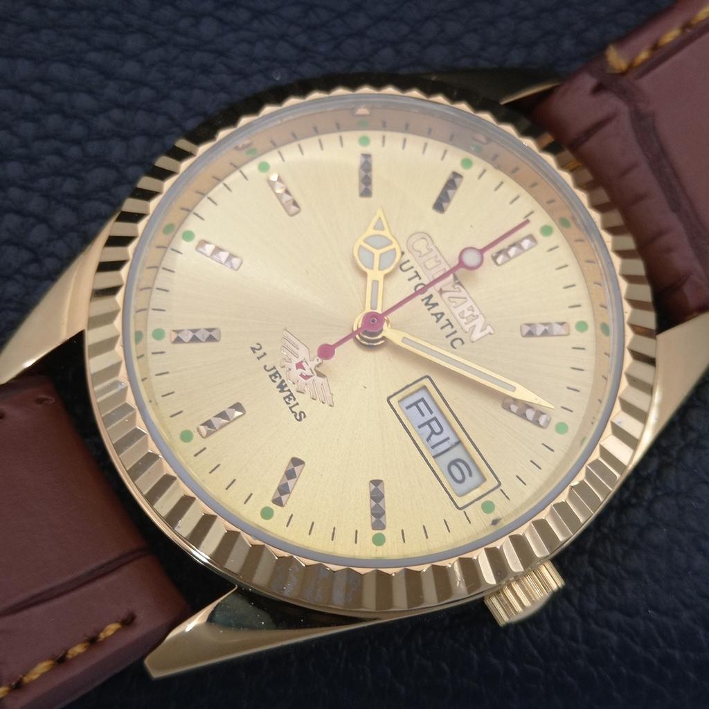VINTAGE REFURBISHED CITIZEN AUTOMATIC JAPAN MENS GOLDEN DIAL WATCH a445312-1