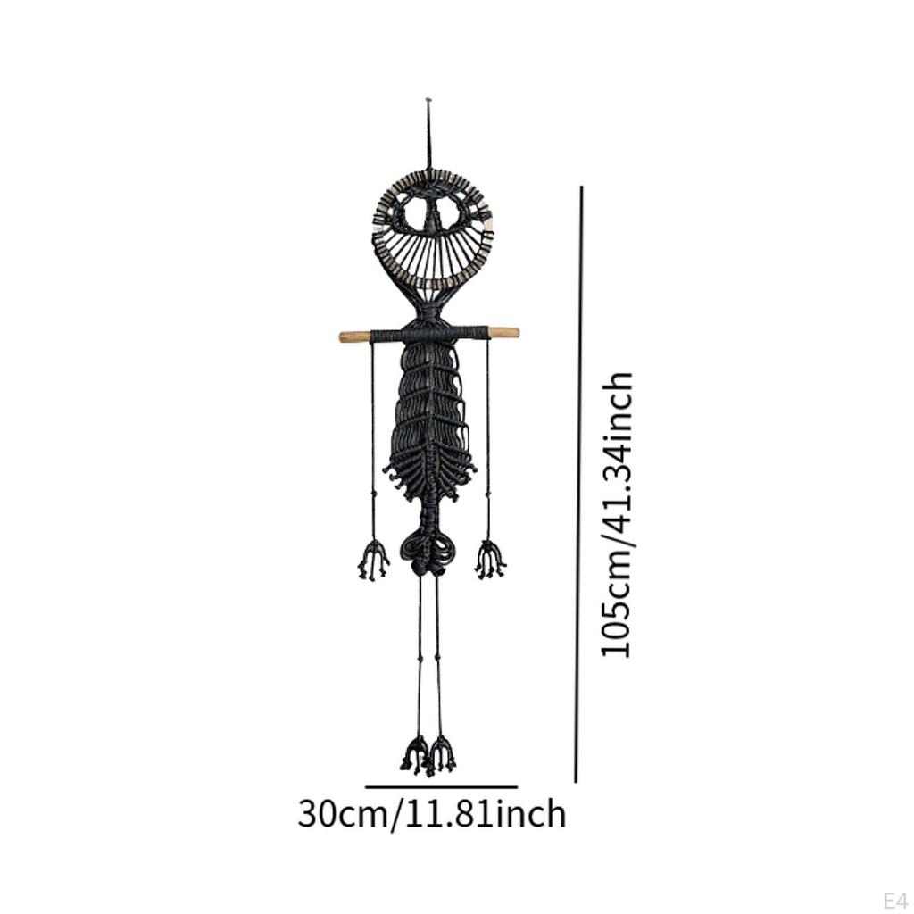 Human Skeleton Tapestry Bohemian Ornament Prop Macrame Woven Wall Hanging Halloween Decor for