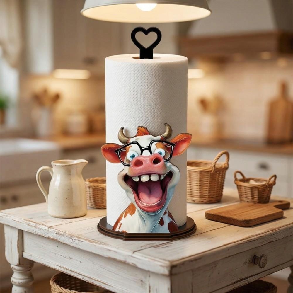 Food Wrap Kitchen Towel Rack Wooden Roll Paper Standing Rack Animal Wooden Tissue Holder Party