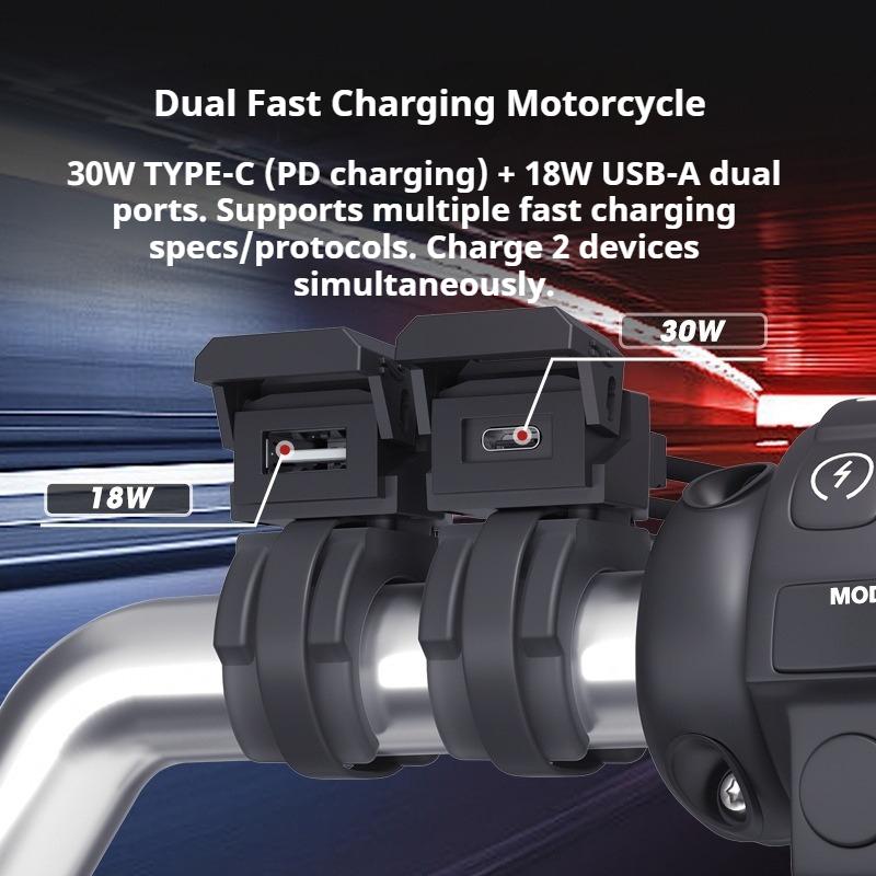 Motorcycle Mobile Phone Charger Transformers Multi-function 2-in-1 USB Charger QC3.0 Waterproof PD Fast Charging