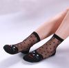 3 Pairs Women Cat Sock Summer Lace Crystal Glass Silk Socks Short Thin Transparent Cartoon Jacquard Elastic Ultra Thin Socks
