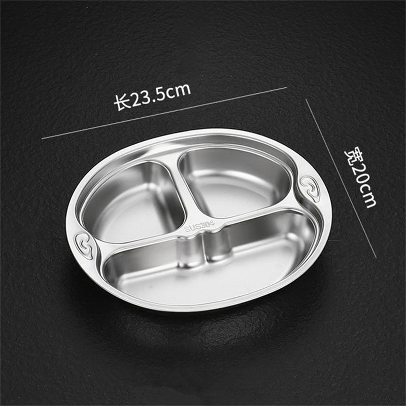 304 Stainless Steel Dinner Plate Food Grade Divided Serving Tray Kitchen Dishes Lunch Container For School Canteen Tableware