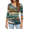 Women's T Shirt Print Button 3/4 Sleeve Daily Weekend Fashion Basic V- Neck Regular Top