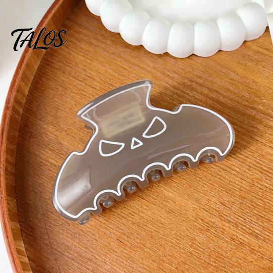 High Elasticity Spring Hair Claw, Translucent Jelly Texture Shark Hair Clip, Pumpkin-Bat Halloween Design Back Head Hair Claw for Daily Wear