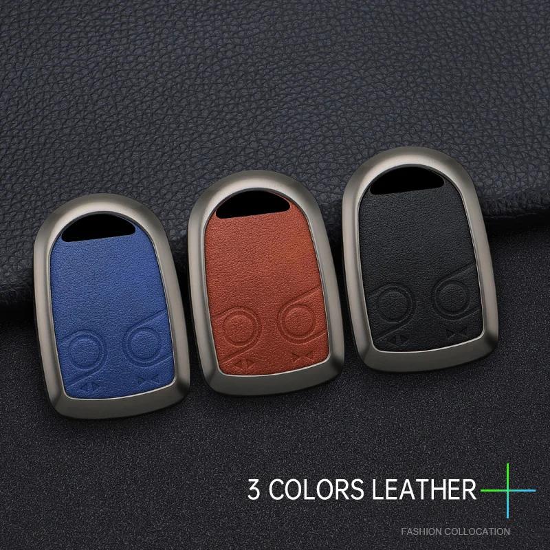 Zinc Alloy Leather Car Remote Key Case Cover Holder Shell For DAF XF 105 106 CF Euro XG IF Truck Keyless Keychain Accessories