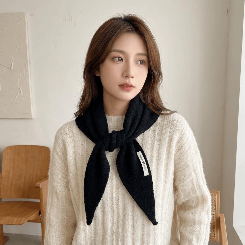 Striped Knitted Triangle Scarf Wool Cross Neckerchief Fashion False Collar Women