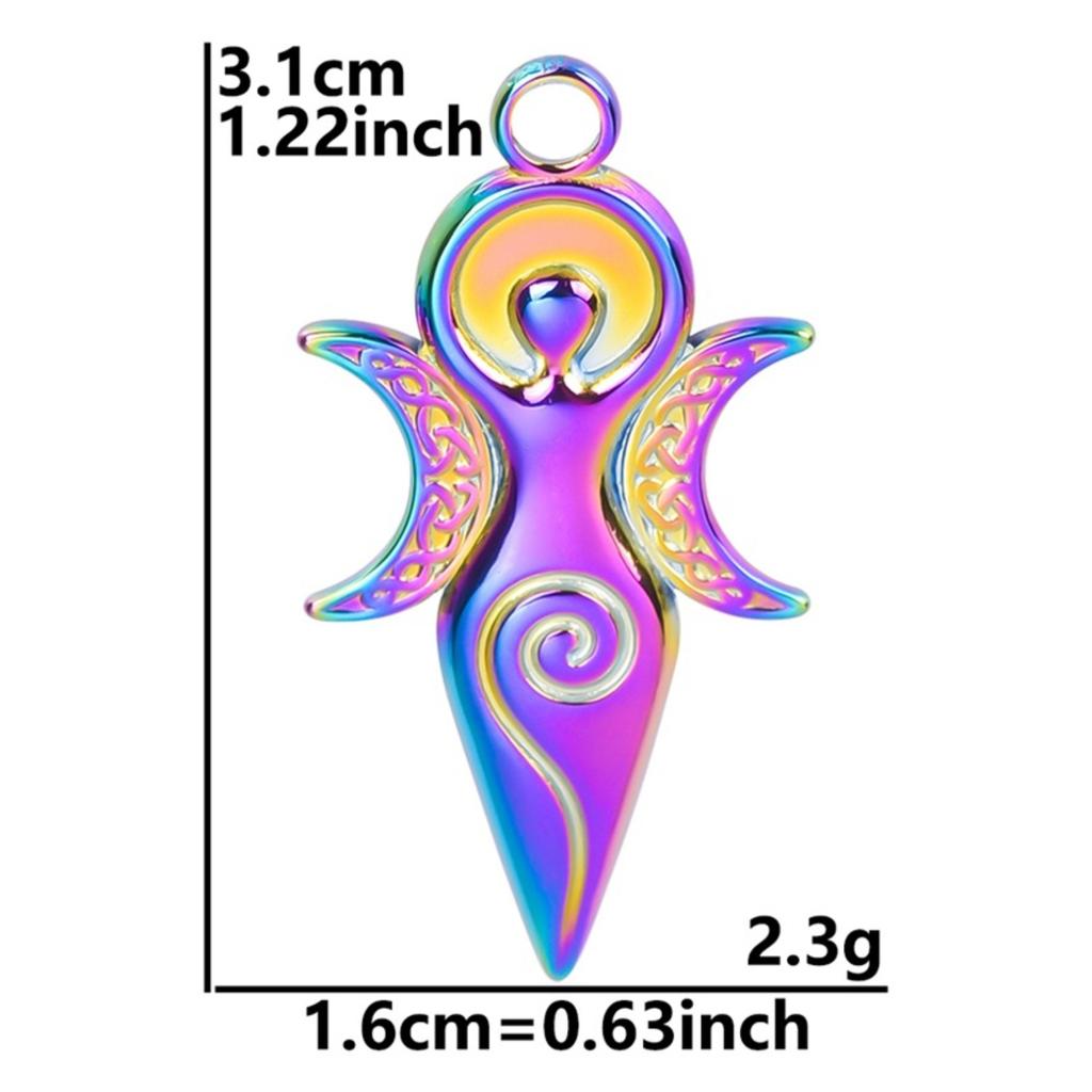 Stainless Sun and Moon Pendant Necklace, 1 Gold Plated, Colorful Statement Jewelry