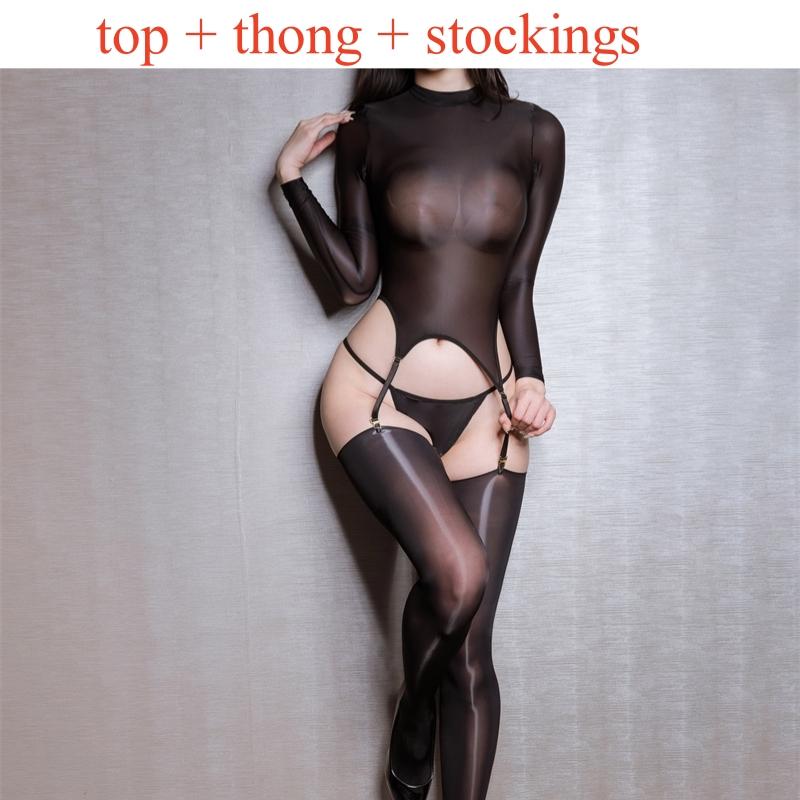16 Styles Black Sexy Open Crotch Jumpsuit Bodysuit Temptation Glossy Nightwear Clubwear Oil Shiny Transparent Body Stockings