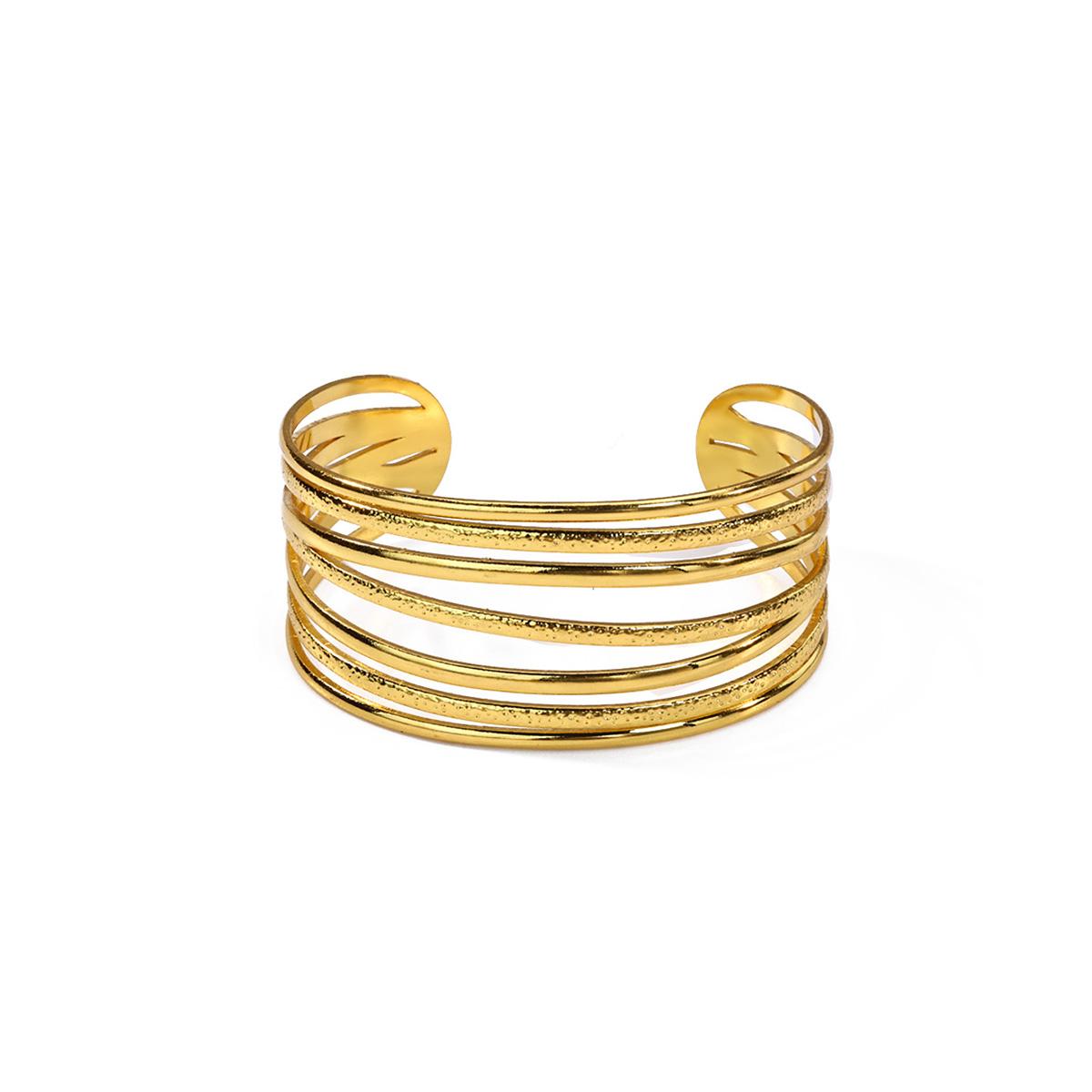 

Stainless Steel Layers Stackable Bangles For Women 18K Gold Plated Hollow Opening Cuff Bracelet Christmas Durable Jewelry Gift