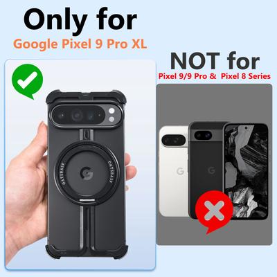 Oatsbasf Metal Phone Case for Google Pixel 9 / Pixel 9 Pro XL Phone Camera Protector Bazel-Less Cover W/ Magnetic Ring Stand