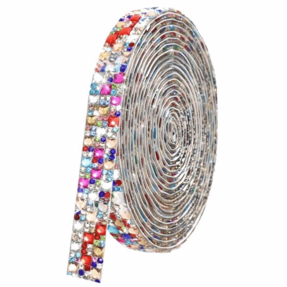 1Yard Self Adhesive Crystal Rhinestone Sticker 1.2cm Width Crystal Motif Diamond Ribbon Adhesive Diamond Multicolour