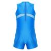 Men Yoga Sportswear Bodysuit Oil-shiny Finish Sheer Mesh Mock Neck Sleeveless Back Zipper Boxer Bottom One Piece Swimsuit