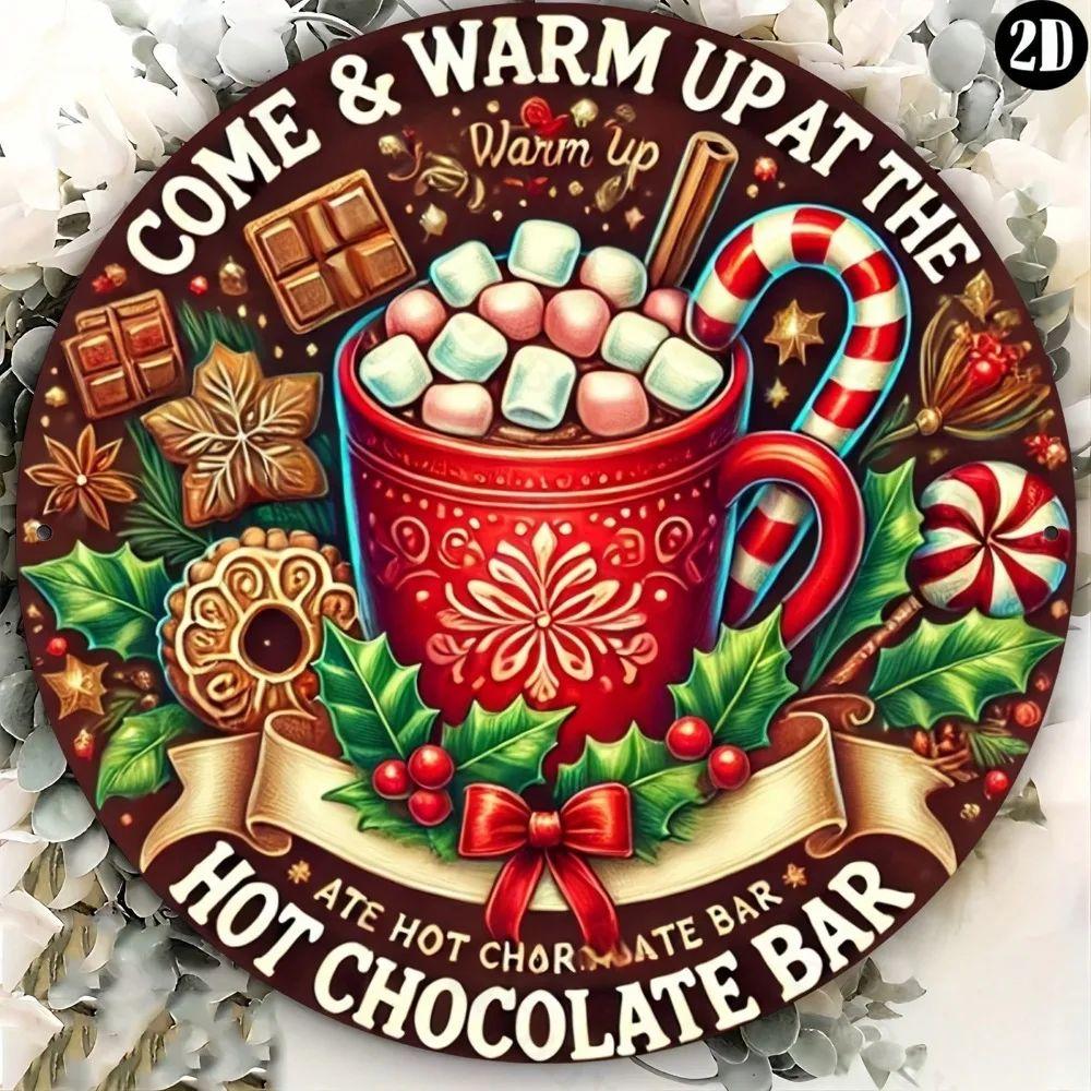 

Metal Sign Hot Chocolate Bar Christmas Treats Kitchen Wall Decor Cafe Art 20x20 cm