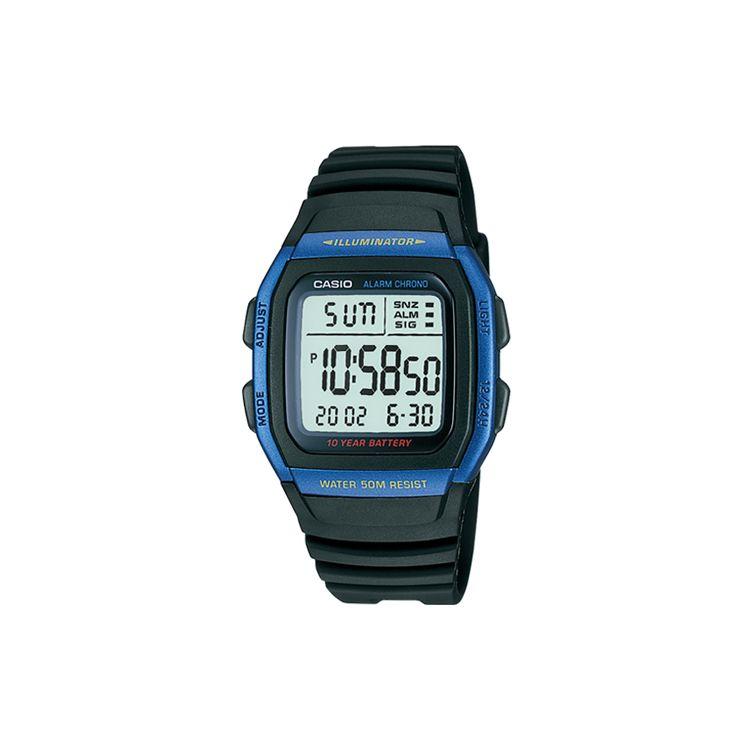 Casio Youth Series Silicone Square 50M Waterproof LCD Display Quartz Movement Resin Strap Watch Men watches Gray W-96H-2AVDF Black