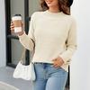Women's Fashion Casual Half-Turtleneck Solid Color Loose Pullover Long-sleeved Knitted Sweater