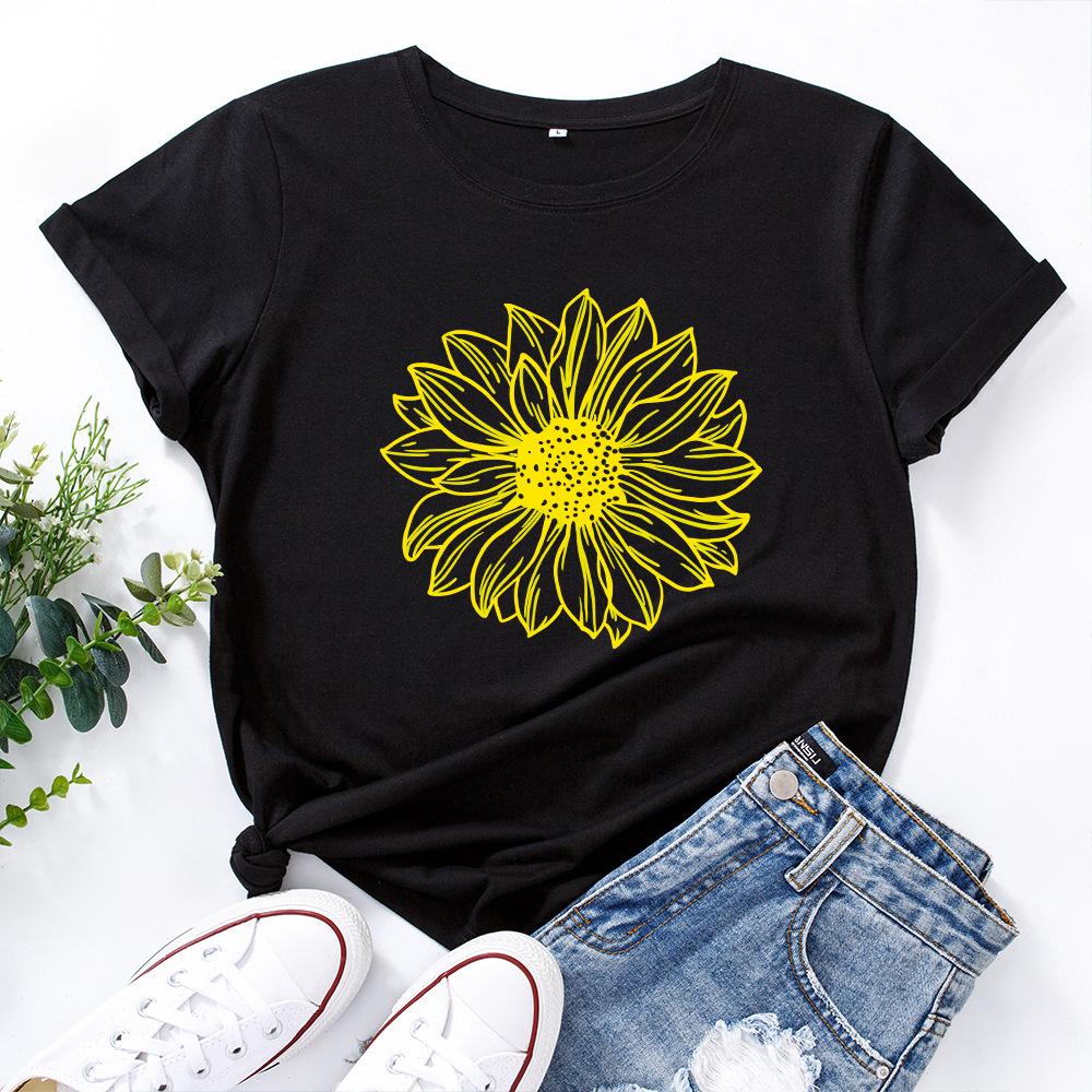 Fashion Printed Women s Clothing Simple Versatile Short Sleeves T-Shirts Women’s S