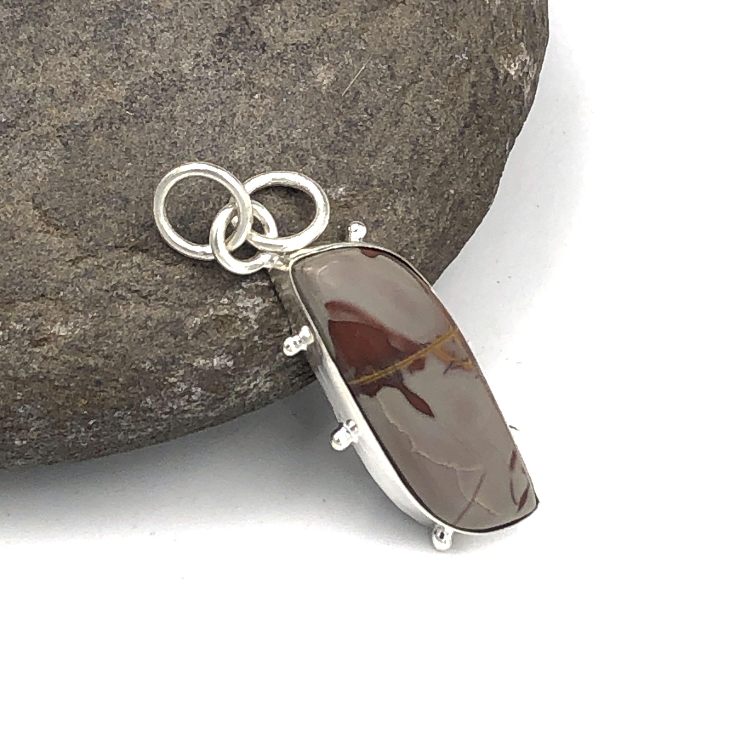 Натуральный камень жадеит Норина Ювелирное изделие из стерлингового серебра 925 пробы Кулон 1,62  AJP-219