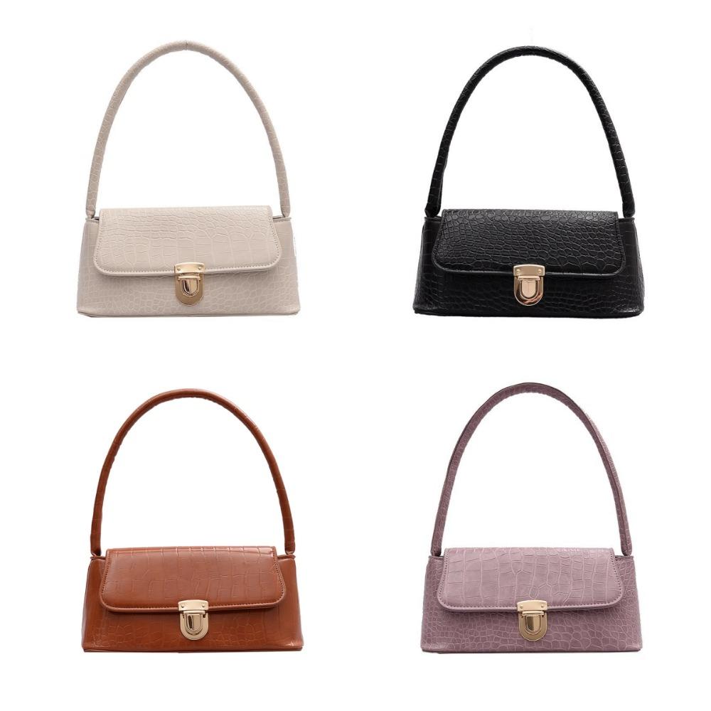 Vintage Stone Pattern Bag Large Capacity Rectangle Shoulder Bag Trendy PU Leather Bag  Girls