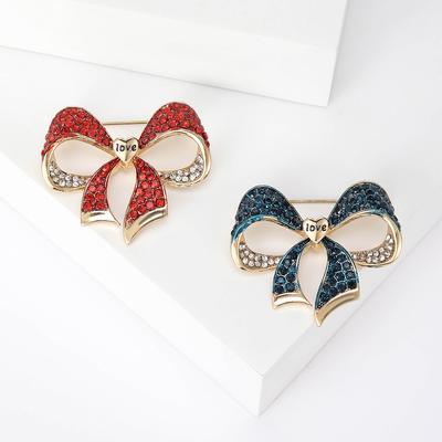 Creative Bow Brooch Light Luxury Premium Full Diamond Corsage Accessories Jacket Pin Cardigan Shawl Cute Silk Scarf Buckle