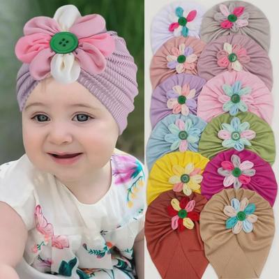 Yumuşak Elastikli Renkli Çiçekli Bebek Kız Kazak Şapka