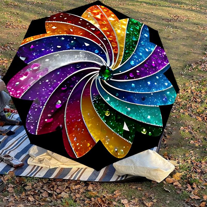 1PC Rainbow Flower Umbrella-8-Rib Reinforced, Automatic Open, Lightweight & Durable, Cute Fashion Accessory for Outdoor-A1261