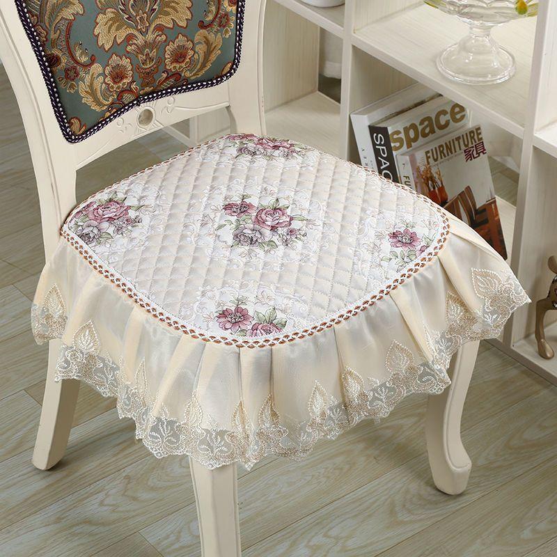 Dining Chair Cushion European Printed Seat Cushions with Lace Quality Four Seasons Stool Seat Mat Non-slip Buttocks Pad