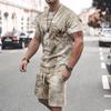 Men's Tropical Flower 2-piece T-shirt Short Sleeve Shorts Set Casual Outdoor Sports 3D Printed Summer T-shirt