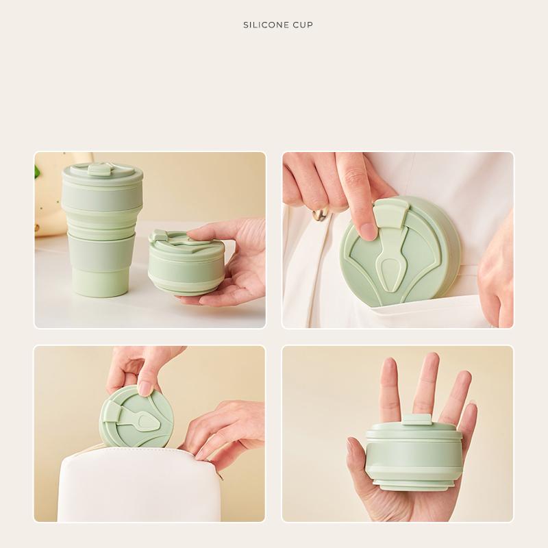 GIANXI Reusable Silicone Collapsible Cups With Lid For Camping 350ml 500ml Portable Folding Kitchen Coffee Cups For Travel