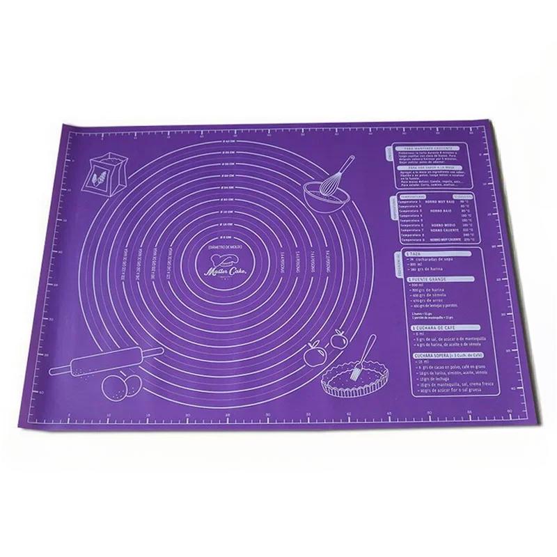 

Силиконовый коврик для выпечки, коврик для замешивания теста, коврик для кухни, раскатывания теста, пиццы, большого количества теста, держатель для антипригарного теста фиолетовый