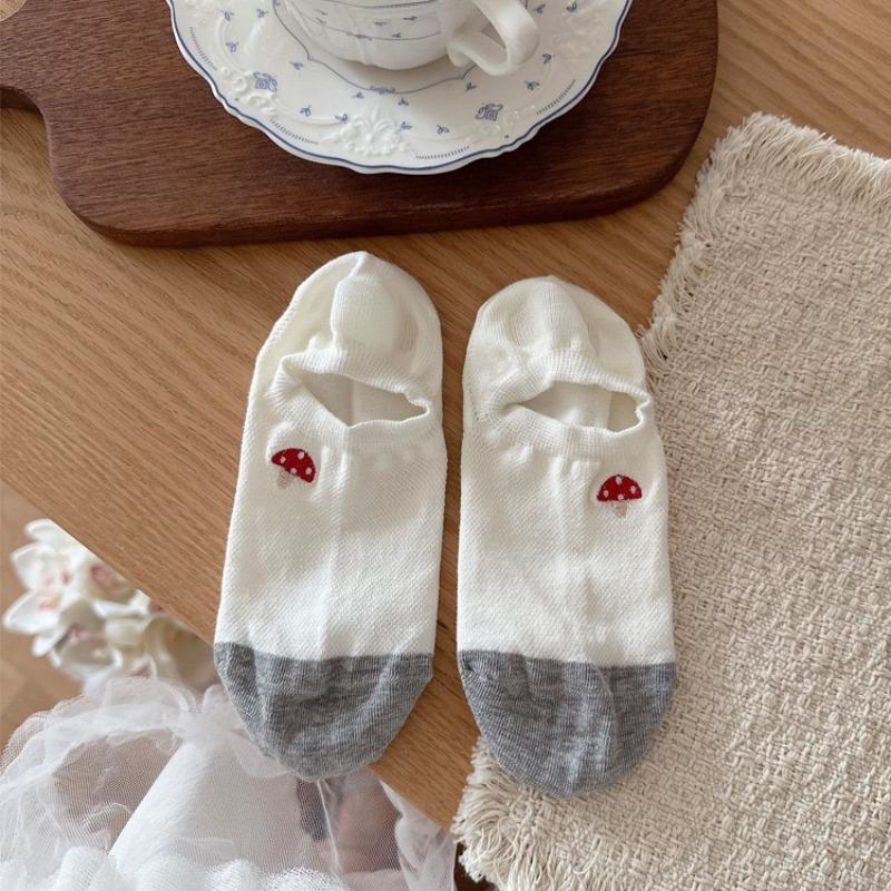 Boat Shoe Women s Embroidered Mesh Summer Lightweight Silicone-free Open-toe Short Socks, Invisible Stockings 1 pair