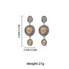 2025 New Retro Style Earrings Gold Crystal Three Layer Pendant Earrings Simple Texture