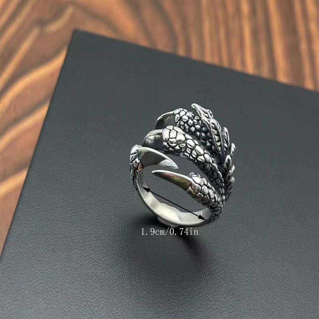 Men's Fashion Retro Skull Claw Ring - Trendy Open Dragon Claw Punk Style