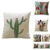 Luxurious Tropical Flower Cactus Linen Cushion Cover For Chic Home Decor