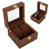 Wooden Watch Case 2 Slot Clamshell Watch Storage Box Organizer Black Walnut Color