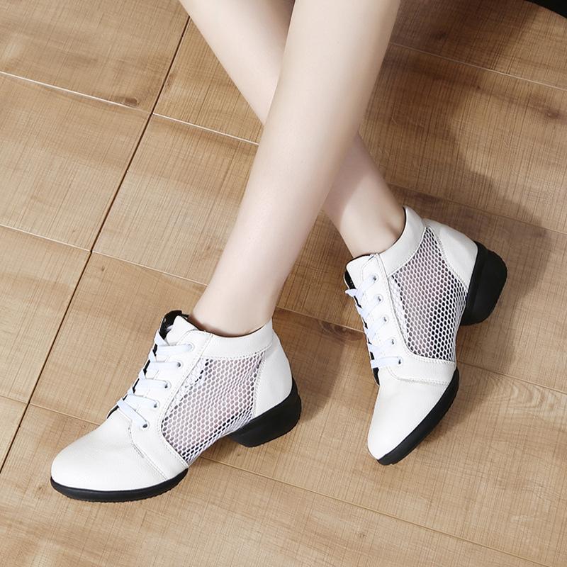 Women Genuine Leather Dance Shoes Boots Square Dance Shoes Increase Sneakers Boots Soft Sole Woman Shoes Modern