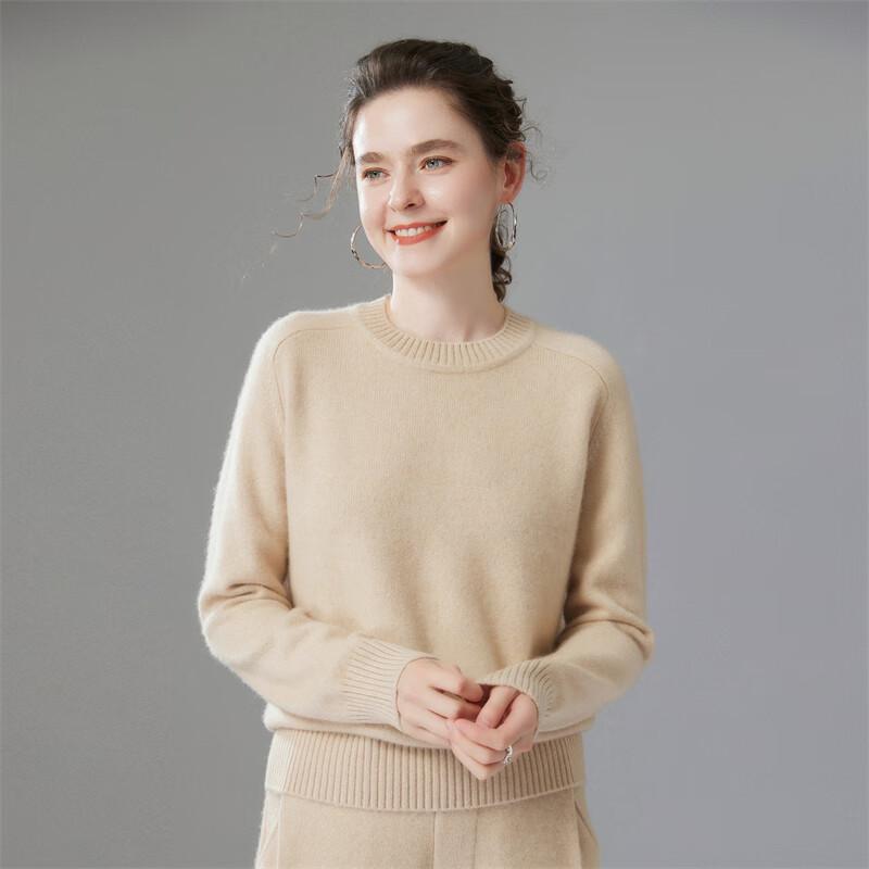 Fanzhen Women's Cashmere Blend Round Neck Sweater