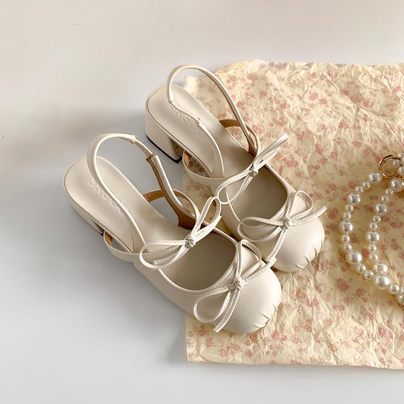 

Fashion temperament French style with skirt bag head thick high heel sandals women s 2025 new summer heightening cool slippers 39 бежевий
