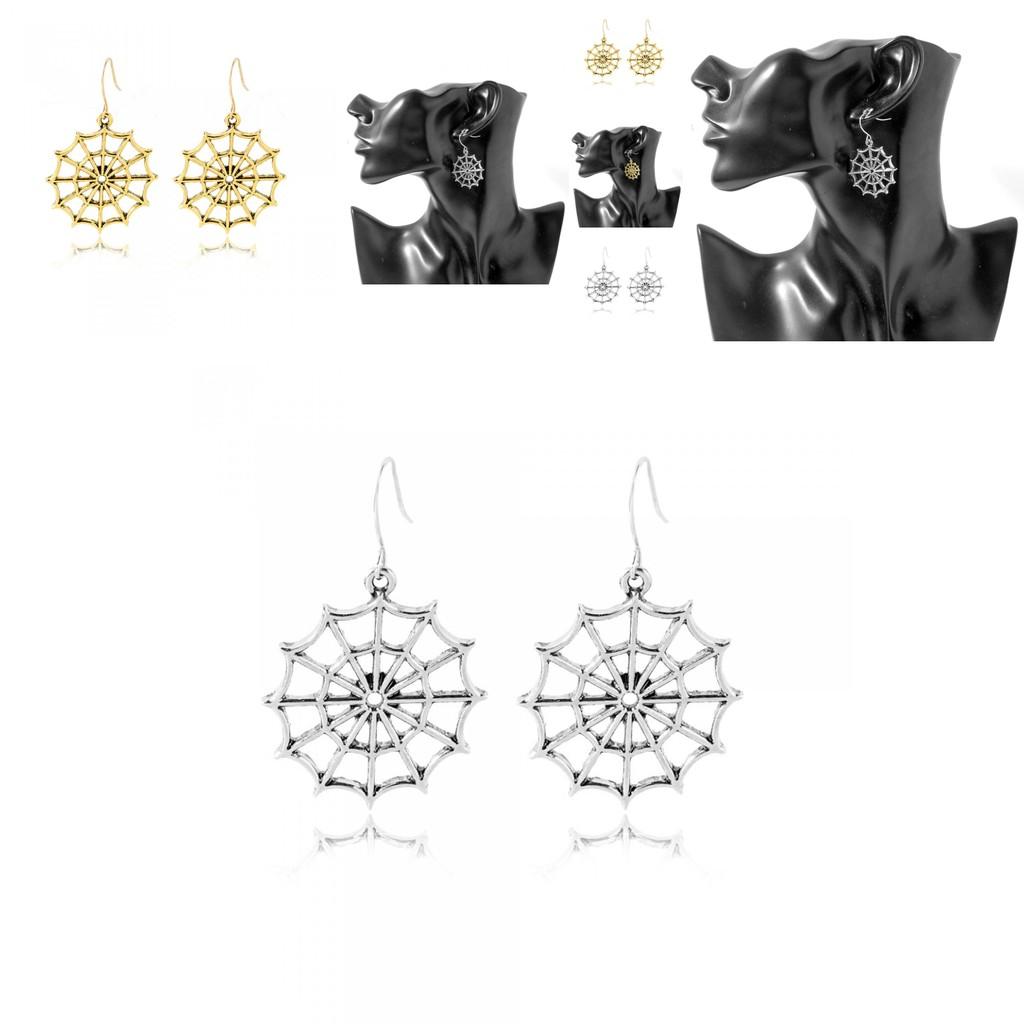 Vintage European Style Alloy Spider Web Earrings Elegant Hollow Design For Women