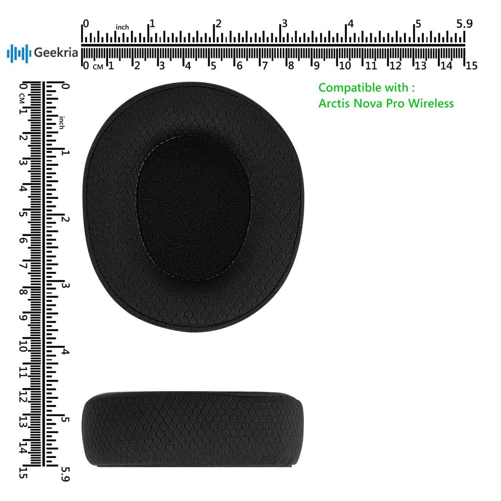 Geekria Comfort Ear Pads, Compatible with SteelSeries Arctis Nova Pro Wireless and Nova Elite Headphones, Ear Pads/Ear Cups (Mesh Fabric/Black)