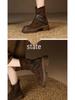 Brand Heavy British Retro Genuine Leather Lace-Up Martin Boots, Chunky Mid-Heel Ankle Design for Women