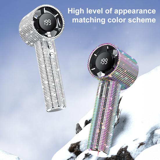 Přenosný vějíř s kamínky, LCD displej, 199 rychlostí, nastavitelný, dobíjecí přes USB, letní chladicí ventilátor, venkovní kempování, cestování, mini osobní ventilátor