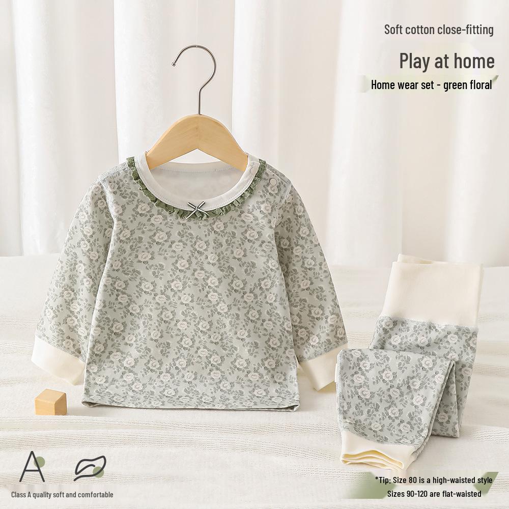 Детский хлопковый комплект пижамы без бирок - Двухпредметный детский спальный комплект для весны и осени 80 cm