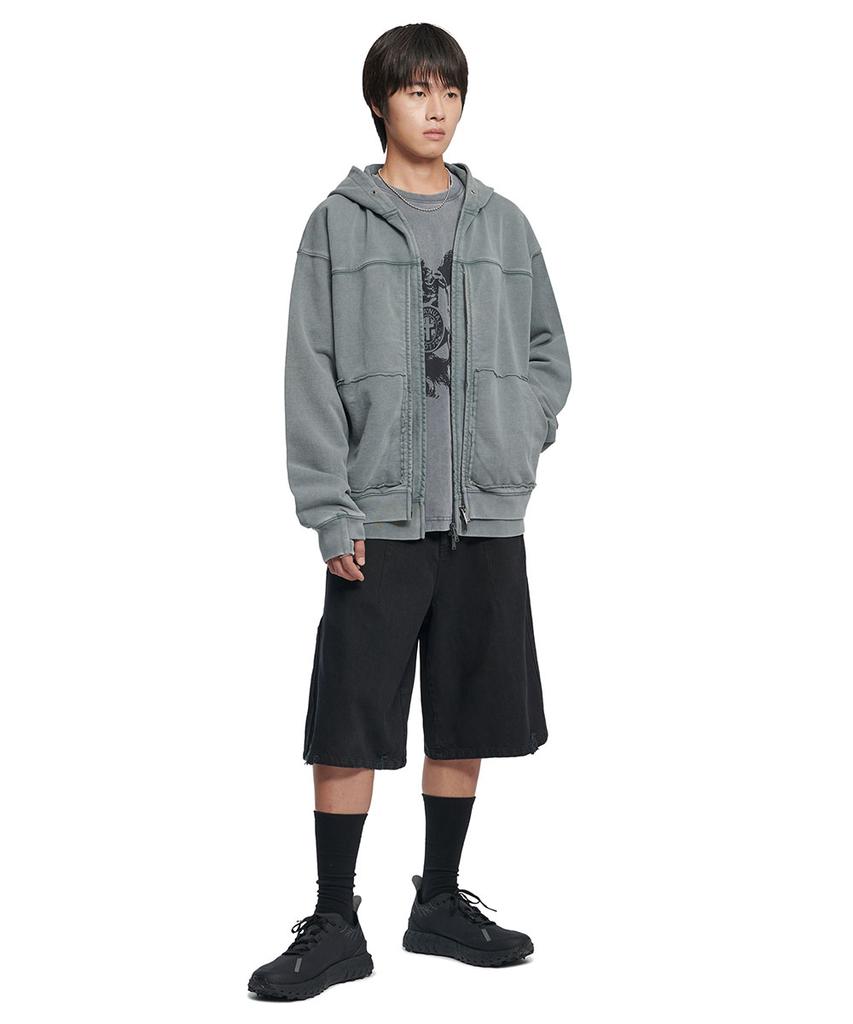 Nomanual R.P Layer Hooded Zip-Up - Washed Gray