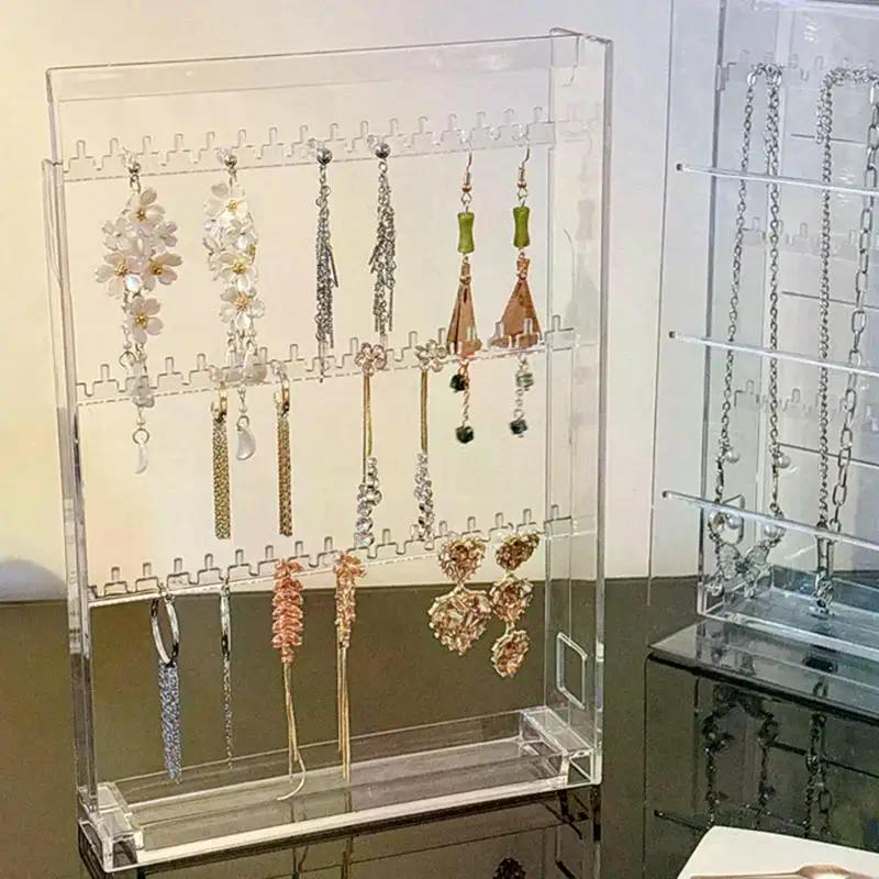 Transparent Plastic Jewelry Storage Rack Necklace Bracelet Box Dust-proof Earrings Stud Jewelry Rack Earring Storage Box