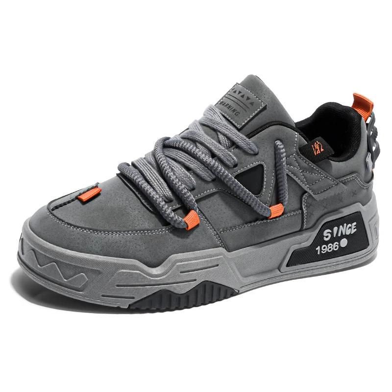 

Men s shoes four season new thick bottom shoes fashion casual shoes student flat shoes non-slip soft sole outdoor walking shoes 44 сірий колір