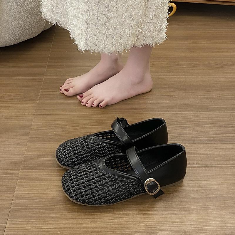 Summer Hollow Fishing Net Shoes with Mary Jane Shoes Shallow Mouth Single Shoes Women's New Hole Sandals